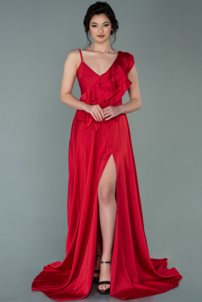 Long Red Satin Evening Dress ABU2226