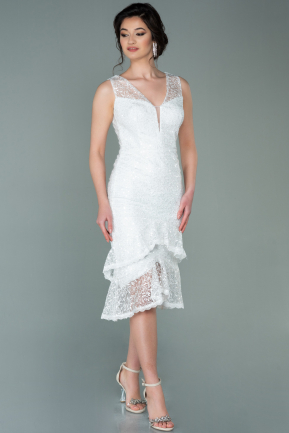 Short White Scaly Invitation Dress ABK1308