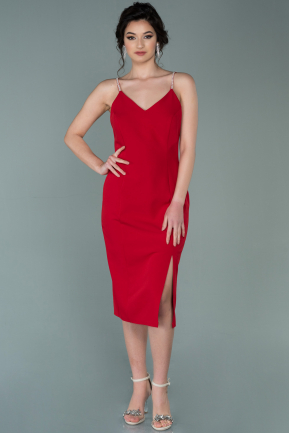 Midi Red Invitation Dress ABK1312