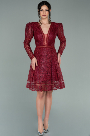 Short Burgundy Dantelle Invitation Dress ABK1269