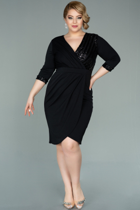 Short Black Plus Size Evening Dress ABK1325