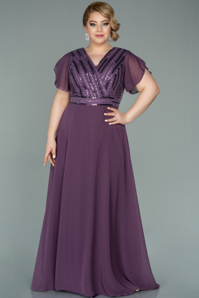 Long Lavender Chiffon Plus Size Evening Dress ABU2240
