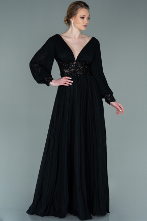 Black Long Chiffon Evening Dress ABU2183