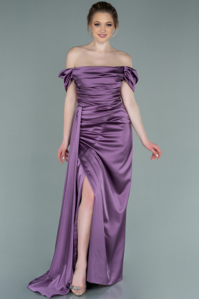 Long Lavender Satin Engagement Dress ABU1606