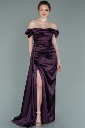 Purple Long Satin Engagement Dress ABU1606