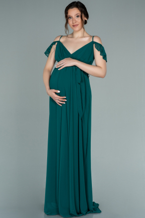 Long Emerald Green Pregnancy Evening Dress ABU756