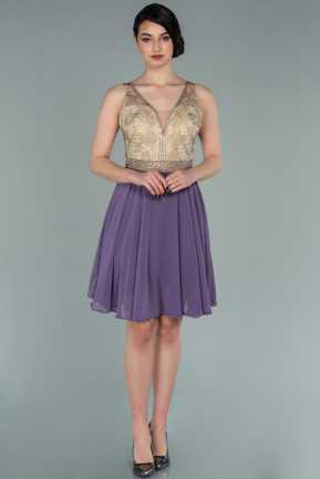 Short Lavender Chiffon Prom Gown ABK1342
