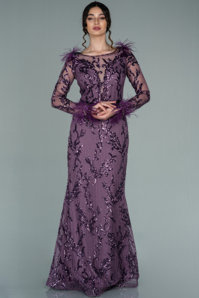 Lavender Long Laced Mermaid Prom Dress ABU1471