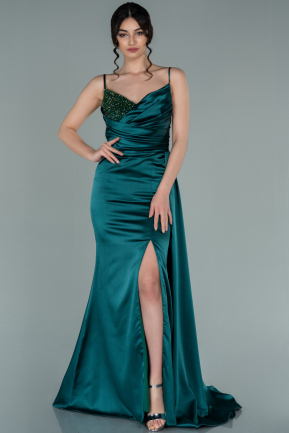 Long Emerald Green Satin Evening Dress ABU2264