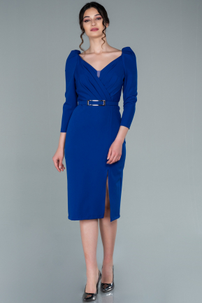 Midi Sax Blue Invitation Dress ABK1261
