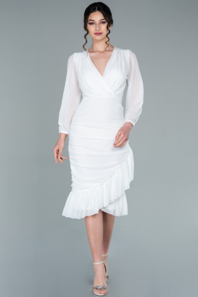 Midi White Invitation Dress ABK1314