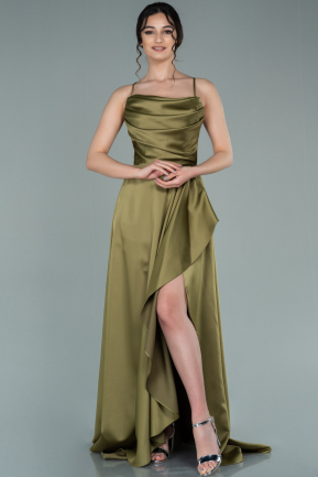 Long Pistachio Green Satin Prom Gown ABU2289