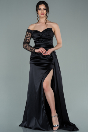 Long Black Satin Evening Dress ABU2283