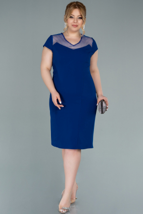 Short Sax Blue Plus Size Evening Dress ABK1348