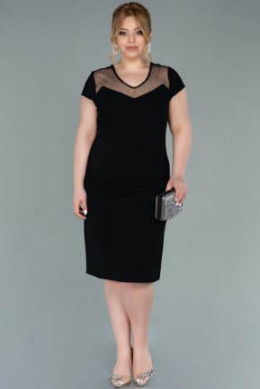 Short Black Plus Size Evening Dress ABK1348