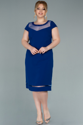 Short Sax Blue Plus Size Evening Dress ABK1367