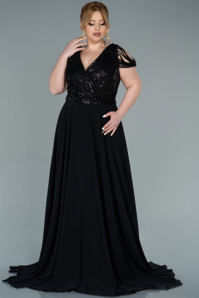 Black Long Plus Size Evening Dress ABU828