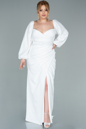 Long White Plus Size Evening Dress ABU2292