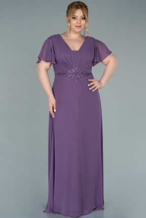 Long Lavender Chiffon Plus Size Evening Dress ABU2308