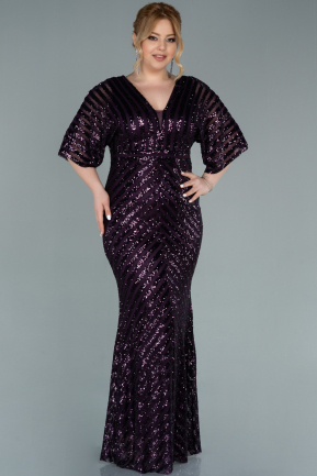 Long Dark Purple Plus Size Evening Dress ABU2309