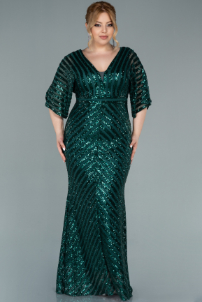 Long Emerald Green Plus Size Evening Dress ABU2309