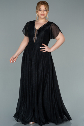 Long Black Plus Size Evening Dress ABU2310