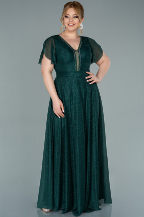 Long Emerald Green Plus Size Evening Dress ABU2456