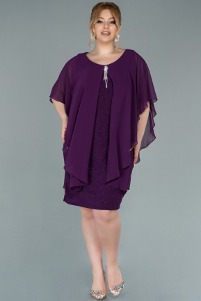 Purple Short Plus Size Evening Dress ABK928