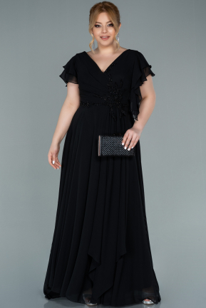 Black Long Chiffon Oversized Evening Dress ABU2105