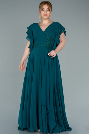 Emerald Green Long Chiffon Oversized Evening Dress ABU2105