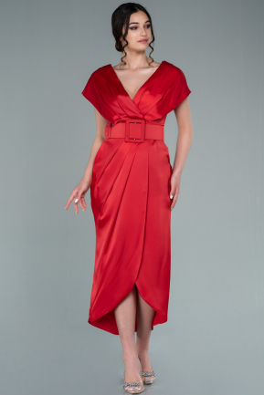 Red Short Satin Invitation Dress ABK1107