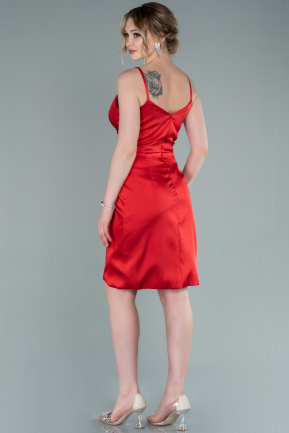 Short Red Satin Invitation Dress ABK1553