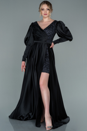 Long Black Satin Evening Dress ABU2331
