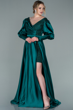 Long Emerald Green Satin Evening Dress ABU2331