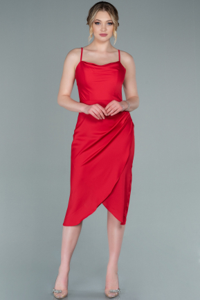 Midi Red Satin Invitation Dress ABK1736