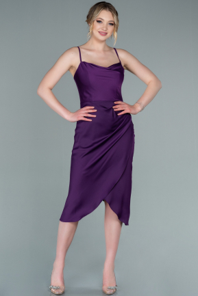 Midi Purple Satin Invitation Dress ABK1385