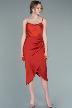 Red Midi Satin Invitation Dress ABK1654