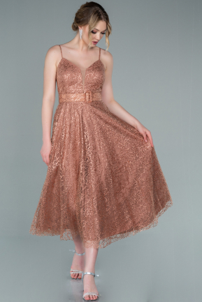 Midi Copper Evening Dress ABK1386