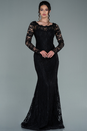 Long Black Laced Evening Dress ABU1571