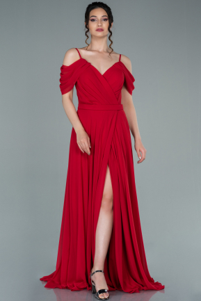 Long Red Chiffon Evening Dress ABU2342