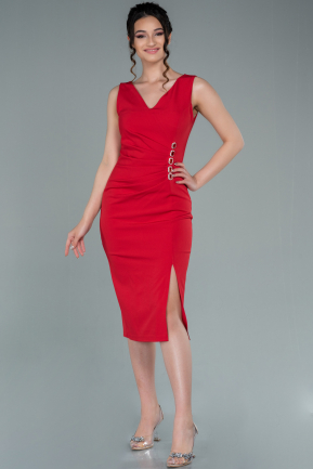 Midi Red Night Dress ABK1392
