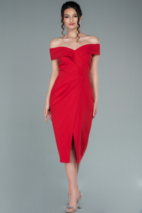 Midi Red Invitation Dress ABK1393