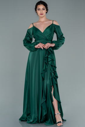 Long Emerald Green Satin Evening Dress ABU2339