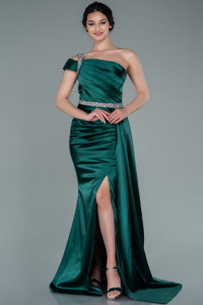 Long Emerald Green Satin Evening Dress ABU2363