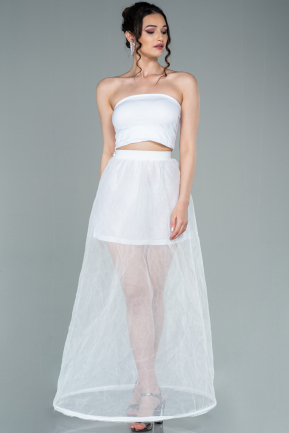 White Tarlatan Evening Dresses ABN04
