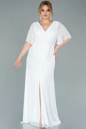 Long White Chiffon Plus Size Evening Dress ABU2367