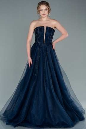 Long Navy Blue Haute Couture ABU2378