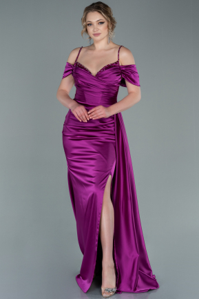 Long Fuchsia Satin Evening Dress ABU2379
