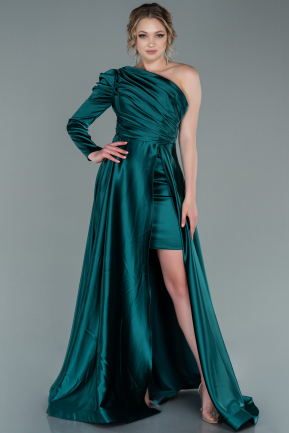 Long Emerald Green Satin Evening Dress ABU2381