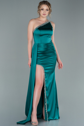 Long Emerald Green Satin Evening Dress ABU2386